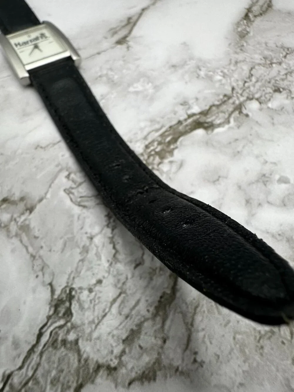 Harrah's Casino Watch Silver Tone Men Women Black Leather Buckle Band 9